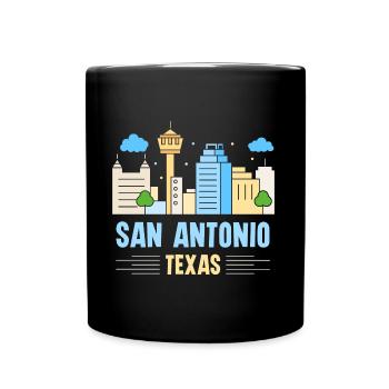 San Antonio buntes Skyline Design für stolze San - Tasse einfarbig - Schwarz - Vorne