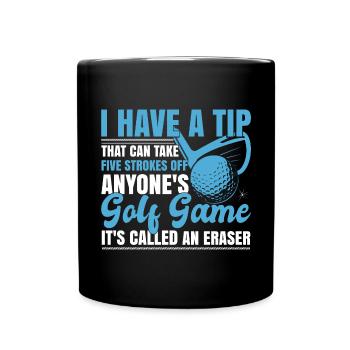 Golfspiel Lustiger Golfer - Tasse einfarbig - Schwarz - Vorne