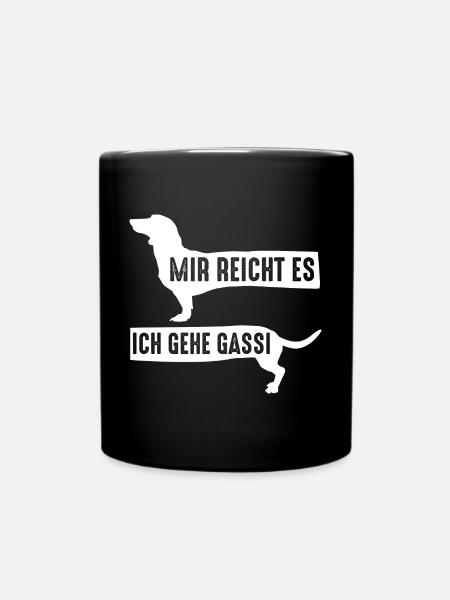 Hund Gassi Dackel - Tasse einfarbig - Schwarz