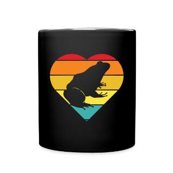 Frog Fan Amphibian Vintage Heart Herpetologist Ret - Tasse einfarbig - Schwarz - Vorne