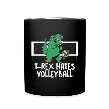 Funny T-Rex Hates Volleyball Player Spiker Kids - Tasse einfarbig - Schwarz - Vorne