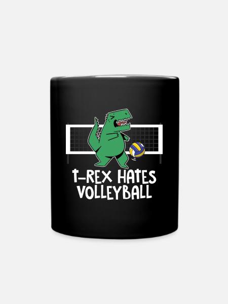 Funny T-Rex Hates Volleyball Player Spiker Kids - Tasse einfarbig - Schwarz