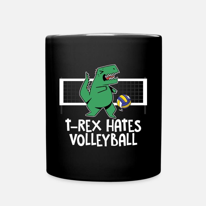 Funny T-Rex Hates Volleyball Player Spiker Kids - Tasse einfarbig - Schwarz