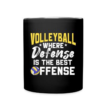 Funny Volleyball Where Defense Is The Best Offense - Tasse einfarbig - Schwarz - Vorne