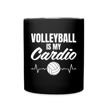 Heartbeat Volleyball Is My Cardio Spiker Blocker S - Full Colour Mug - black - Front