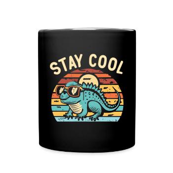 Lézard rétro avec lunettes de soleil - Mug uni - noir - Devant