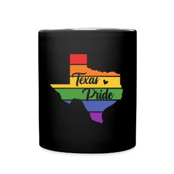 Carte du Texas en arc-en-ciel pour les Texans LGBT+ - Mug uni - noir - Devant