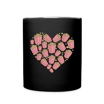 Popcorn Heart Shape Cute Theater Cinema Snack Movi - Tasse einfarbig - Schwarz - Vorne