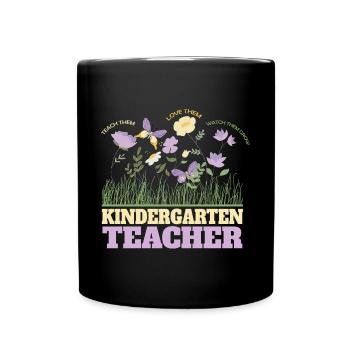 Kindergärtnerin Blume Groovy Teacher Zurück Zur - Tasse einfarbig - Schwarz - Vorne