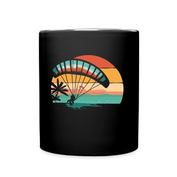 Paragliding Vintage Retro Sonnenuntergang - Tasse einfarbig - Schwarz - Vorne