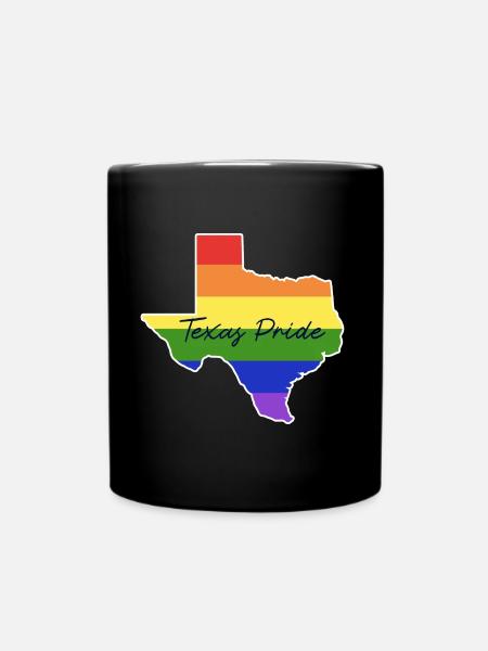 Carte du Texas en arc-en-ciel pour les fiers - Mug uni - noir