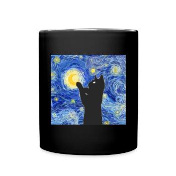 Vincent Van Gogh Cat - Full Colour Mug - black - Front