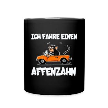 Ich fahre einen Affenzahn Lustiger Affe im Auto - Tasse einfarbig - Schwarz - Vorne