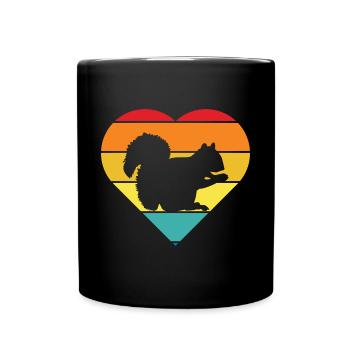Vintage Heart Squirrel Lover Rodent Forest Animal - Full Colour Mug - black - Front