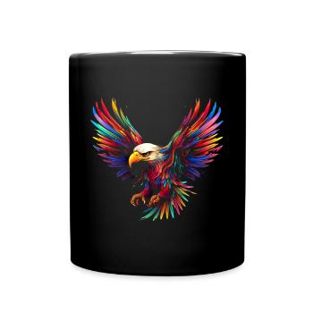 Adler Raubvogel Vogel Pop-Art Stil - Tasse einfarbig - Schwarz - Vorne