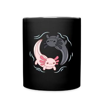 Axolotl Anime Yin Yang Design für Axolotl Fans - Tasse einfarbig - Schwarz - Vorne