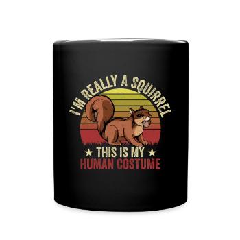 Forêt rétro Je suis vraiment un écureuil C’est mon Huma - Mug uni - noir - Devant