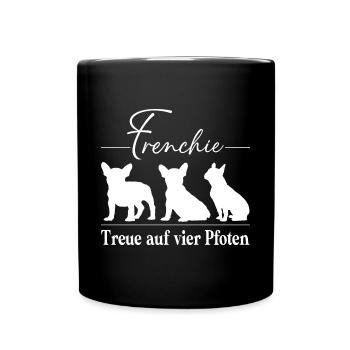 Frenchie Charakter auf vier Pfoten - Tasse einfarbig - Schwarz - Vorne