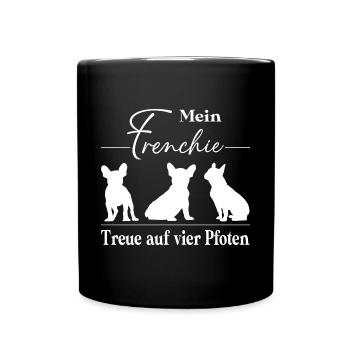 Frenchie Charakter auf vier Pfoten - Tasse einfarbig - Schwarz - Vorne