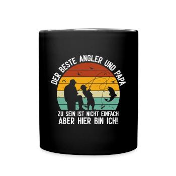 Bester Angler Und Papa Zu Sein Ist Nicht Einfach - Tasse einfarbig - Schwarz - Vorne
