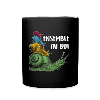 ensemble vers le but quatre escargots et proverbe - Mug uni - noir - Devant