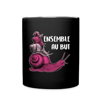 ensemble vers le but quatre escargots et proverbe - Mug uni - noir - Devant