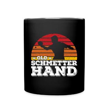 Joueur de tennis de table vieux smash main dictant - Mug uni - noir - Devant