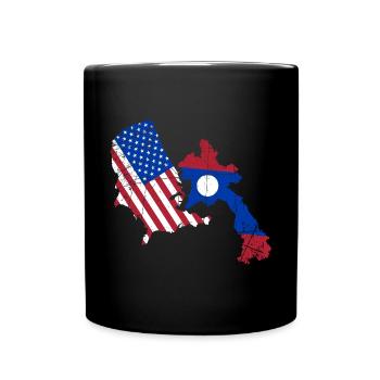 Drapeau semi-américain américain du Laos - Mug uni - noir - Devant