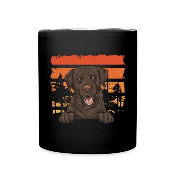 Chien Labrador Retriever chocolat - Mug uni - noir - Devant