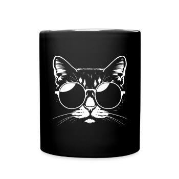 Drôle de chat avec des lunettes de soleil Chaton Sunglas Cats - Mug uni - noir - Devant