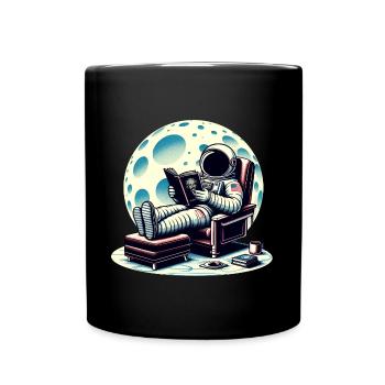 Astronaute lisant un livre dans l’espace - Mug uni - noir - Devant