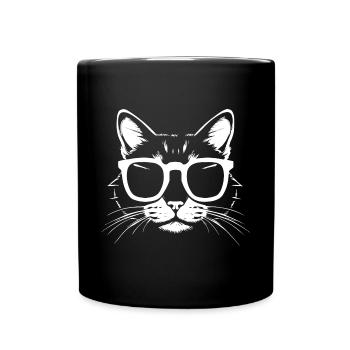 Lustige Katze mit Sonnenbrille Kätzchen Sonnenbrille Katzen - Tasse einfarbig - Schwarz - Vorne