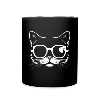 Funny Cat with Sunglasses Kitten Sunglas Cats - Full Colour Mug - black - Front