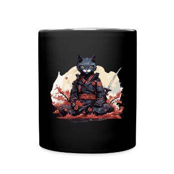 Japanische Kunst Katze Kawaii Anime - Tasse einfarbig - Schwarz - Vorne