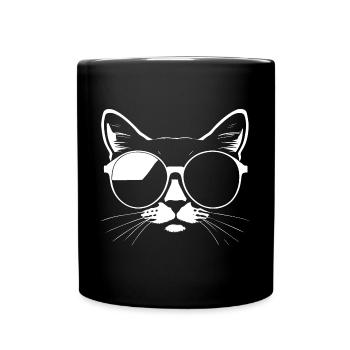 Funny Cat with Sunglasses Kitten Sunglas Cats - Full Colour Mug - black - Front