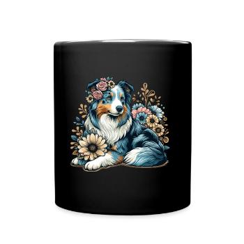 Berger australien Cottage Core Country House fleurs - Mug uni - noir - Devant