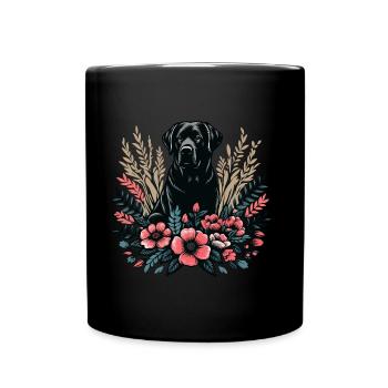 Fleurs de base de Labrador Cottage noir - Mug uni - noir - Devant