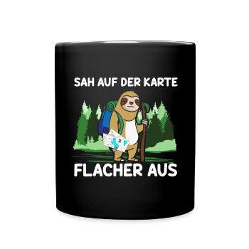 Sah Auf Der Karte Flacher Aus FaulWanderer - Tasse einfarbig - Schwarz - Vorne