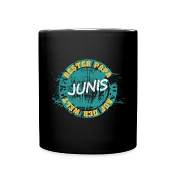 Geschenk für Junis - Tasse einfarbig - Schwarz - Vorne