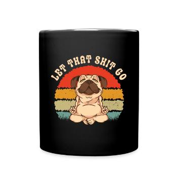 Pug Meditates Lotus Tree of Life Meditation - Full Colour Mug - black - Front