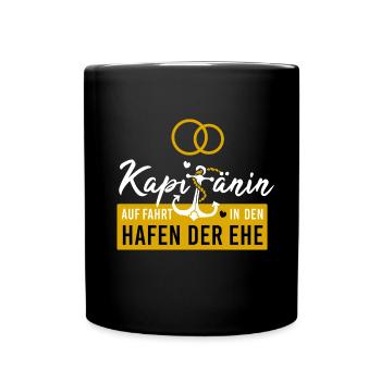 Kapitänin Hafen Ehe Junggesellinnenabschied - Tasse einfarbig - Schwarz - Vorne