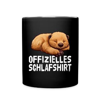 Offizieles Schlafshirt Biber - Tasse einfarbig - Schwarz - Vorne