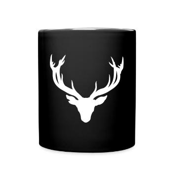 Hirschkopf – Für Jäger & Naturfreunde - Tasse einfarbig - Schwarz - Vorne
