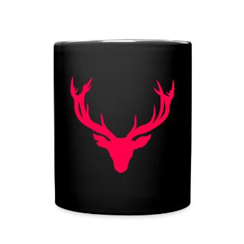 Hirschkopf – Für Jäger & Naturfreunde - Tasse einfarbig - Schwarz - Vorne