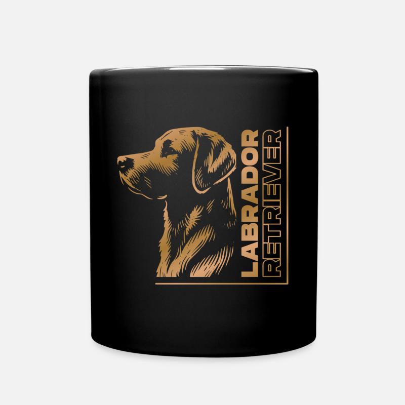 Labrador drawing head gold - Full Colour Mug - black