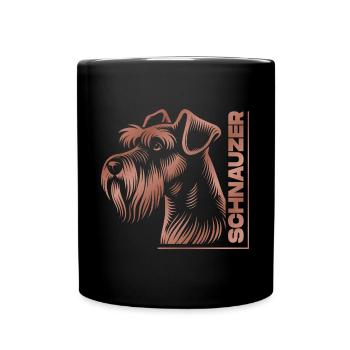 Schnauzer Portrait Dessin Tête Or Rose - Mug uni - noir - Devant