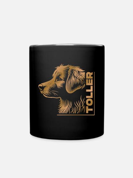 TOLLER Zeichnung Kopf GOLD - Tasse einfarbig - Schwarz