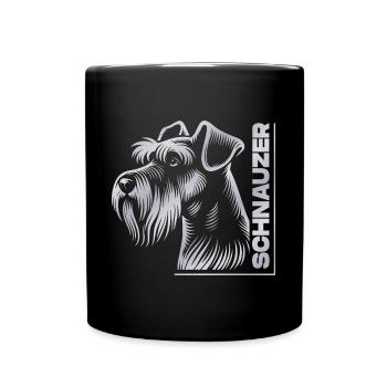 Schnauzer Portrait dessin tête argent - Mug uni - noir - Devant