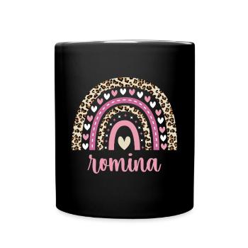 Romina Regenbogen Name Geburtstag Romina - Tasse einfarbig - Schwarz - Vorne