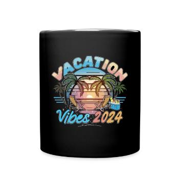 Vacation Vibes 2024 Sunset Palms and Beach - Tasse einfarbig - Schwarz - Vorne
